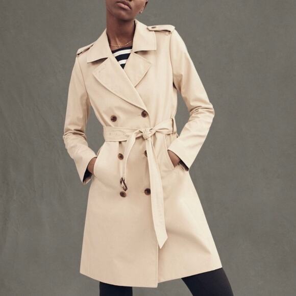 J. Crew Icon Khaki Water-Repellent Belted Trench Coat - Picture 1 of 16